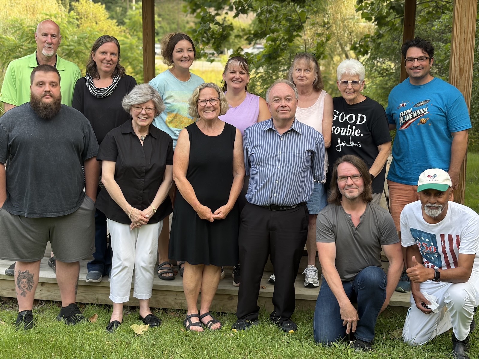 Members of the Randolph County Democratic Executive Committee gathered outdoors